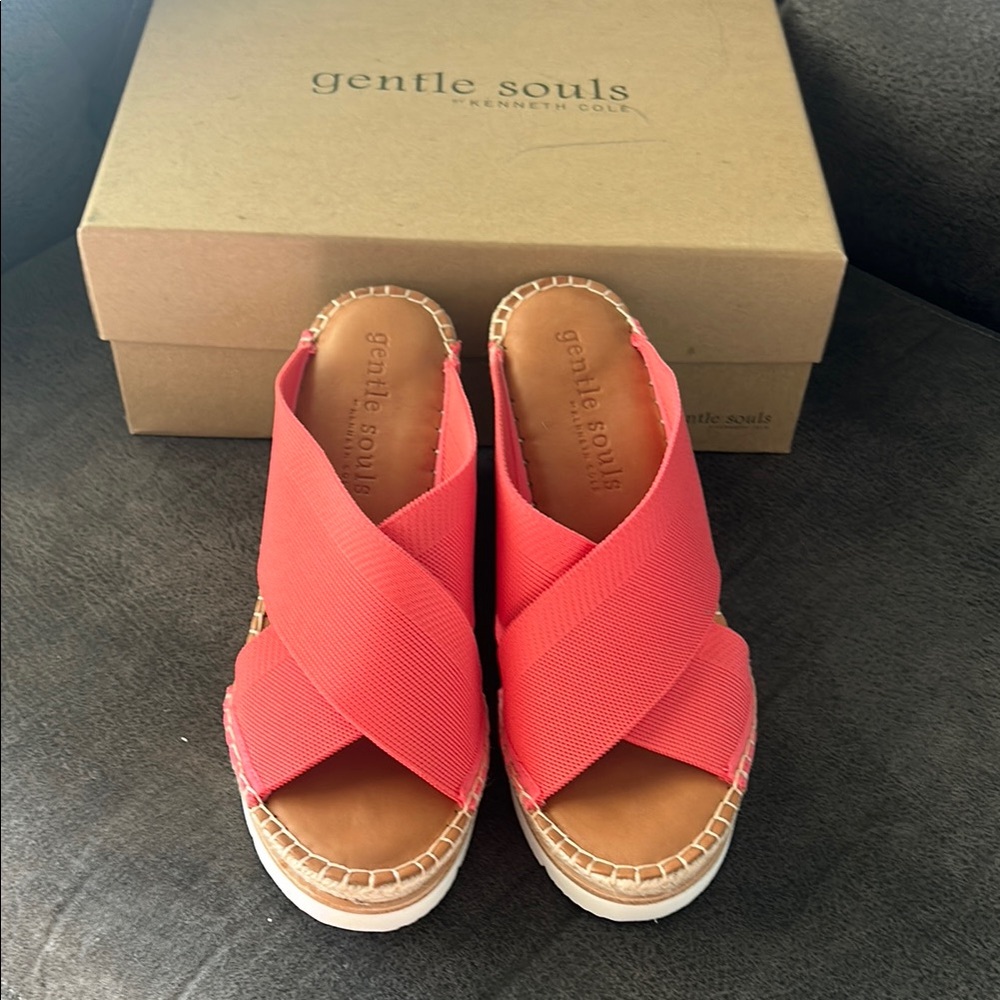Gentle Souls Pink Espadrille Shoes with Crossover Design